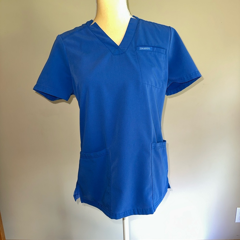 Jaanuu Royal Blue V-Neck Scrub Top Size: Small